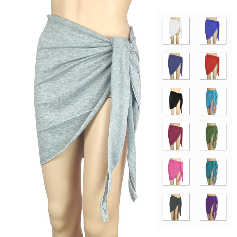 Été solide Bikini cache Shorts paréo enveloppes Sarong jupe maillot de bain maillots de bain femmes jupes de plage maillots de bain jupe demi-enveloppée