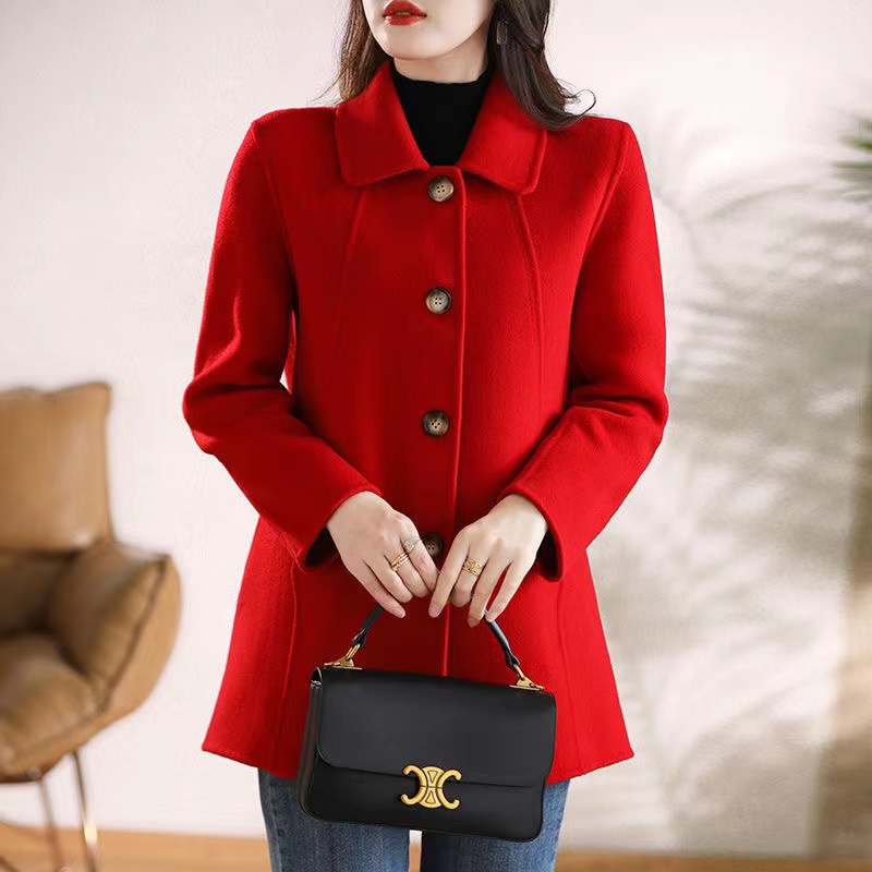 Nouveau haute qualité simple boutonnage mode manteau de laine femmes automne hiver mince élégant laine pardessus coupe-vent vêtements d'extérieur femme