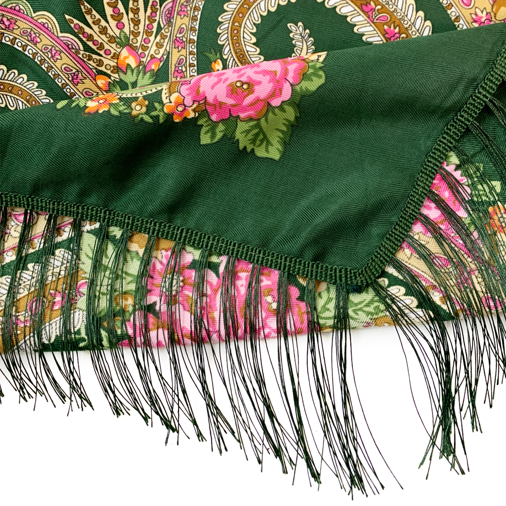Écharpe carrée nationale russe 135*135cm, motif floral rétro, châle ukrainien à franges, foulard babouchka, couvre-chef