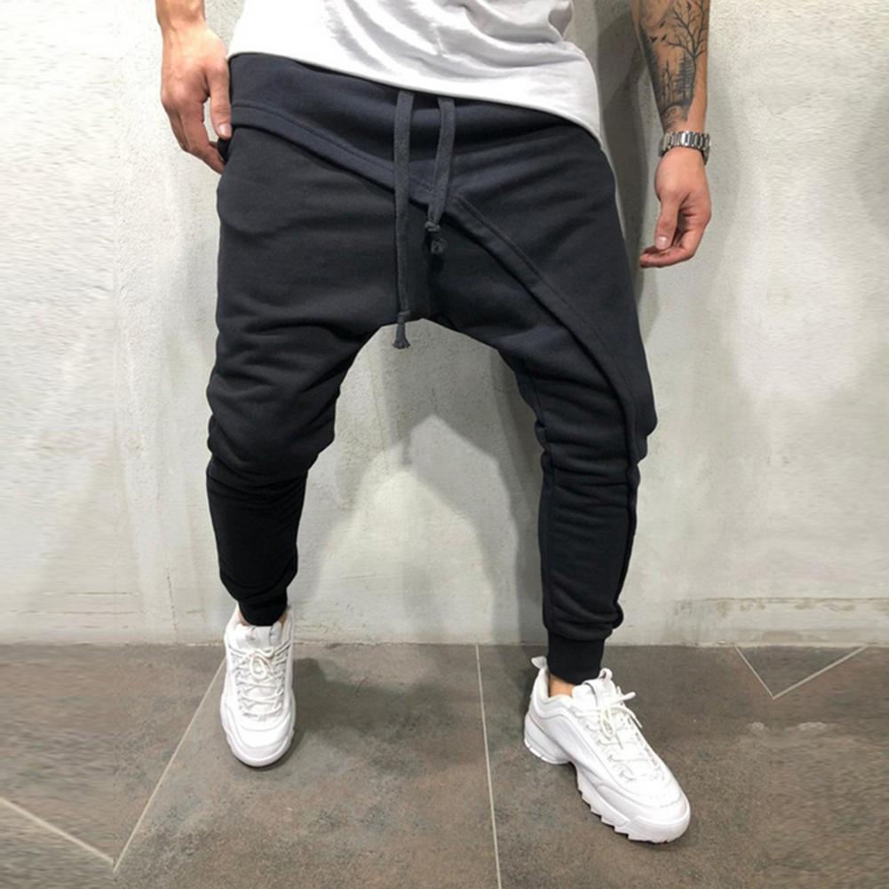 Hommes sarouel cheville attaché Hip Hop Double couche course Baggy pantalon coréen décontracté taille élastique pantalon de survêtement survêtements