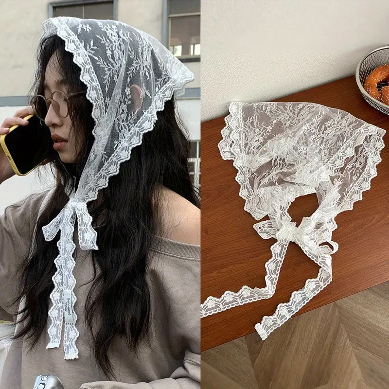 Femmes coréennes dentelle Triangle une pièce ceinturée chevauchement foulard jupe en dentelle tablier garniture coréenne demi-jupe jupe courte rideau de fesses