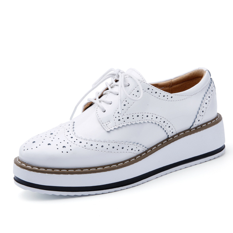Chaussures à plateforme en cuir verni pour femmes, chaussures plates à lacets, Oxford, costumes sur mesure, automne