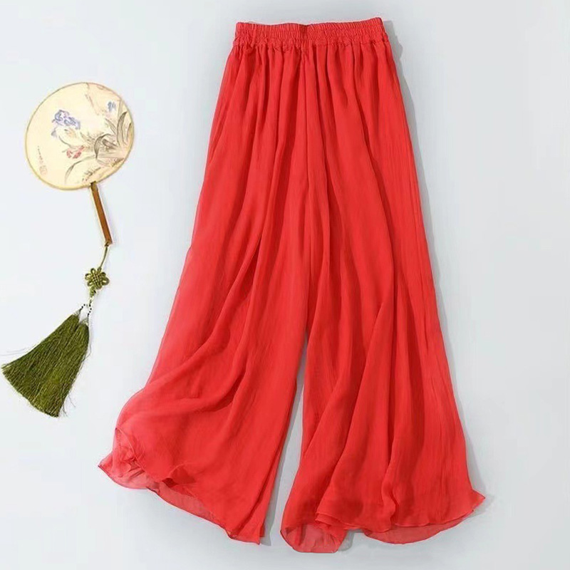 Pantalon de danse classique en mousseline de soie, jambes larges pour femmes, pantalon d'entraînement de danse moderne, pantalon de danse ample, pantalon de Yoga corporel pour filles adultes