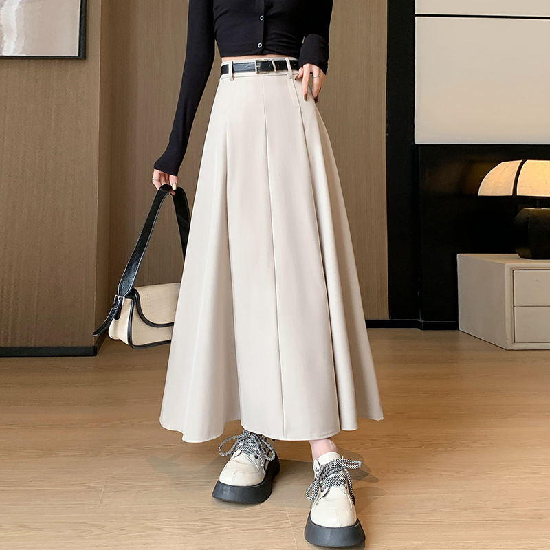 Jupe Longue Plissée Noire Élégante de Style Coréen pour Femme, Vêtement Midi, Tenue de Bureau, Nouvelle Collection