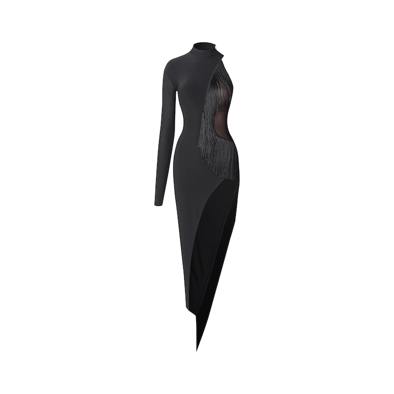 Robe de danse latine britannique avec doublure intégrée, fente haute, coupe de designer, tenue élégante pour la pratique, costumes de danse de salon