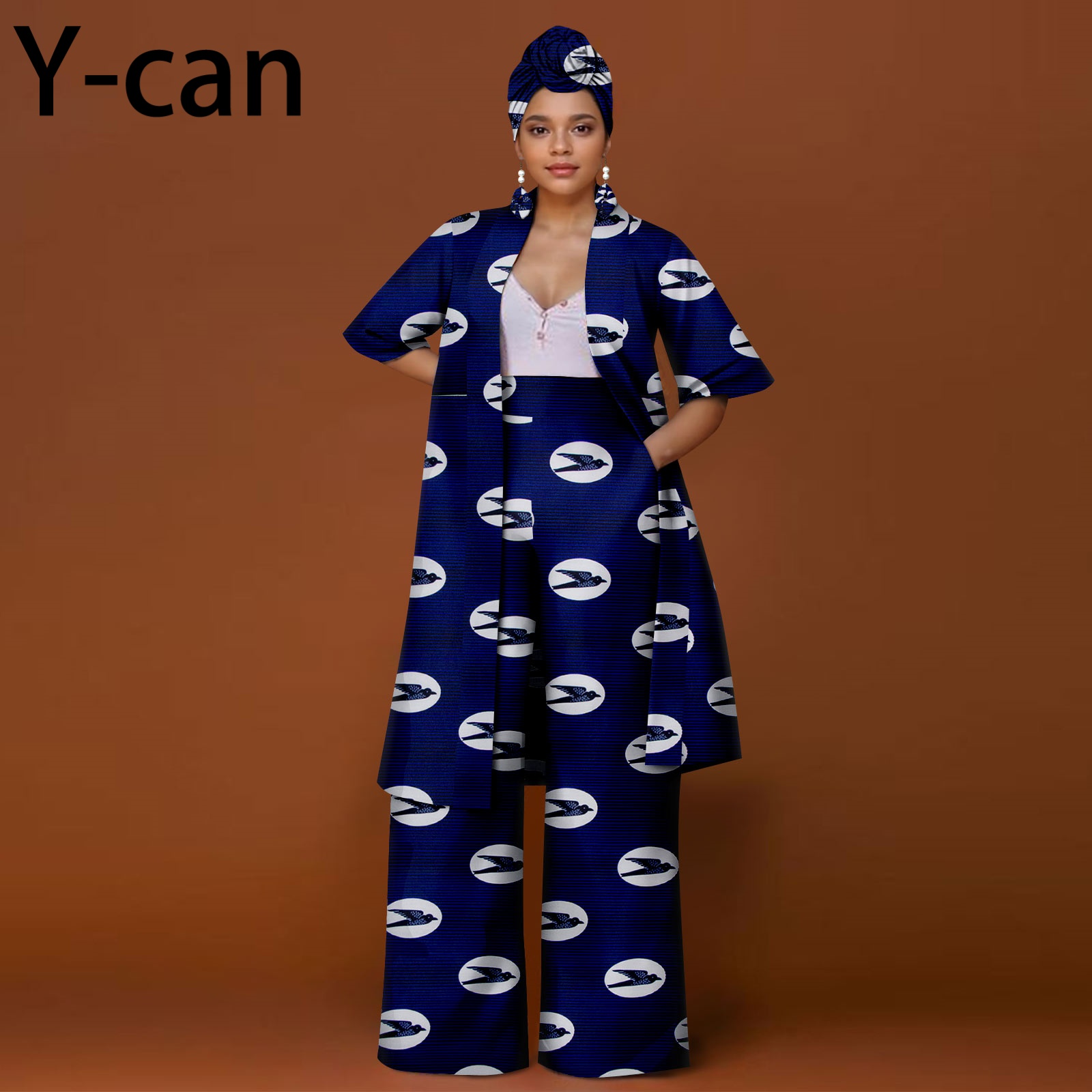 Ensemble veste et pantalon College traditionnels Ankara pour femmes, manteau africain pour femmes, tenue de bureau décontractée, tenue de fête, 2 pièces, 2526003