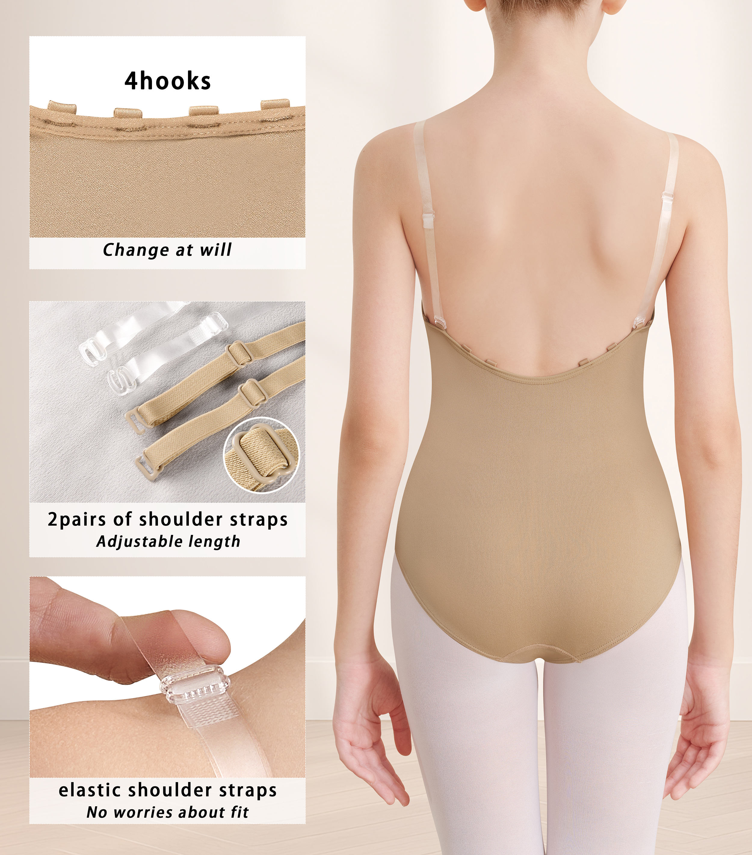 Justaucorps nu pour filles, sous-vêtement de danse, justaucorps de Ballet, Camisole sans couture, vêtements de danse avec couvre-mamelon