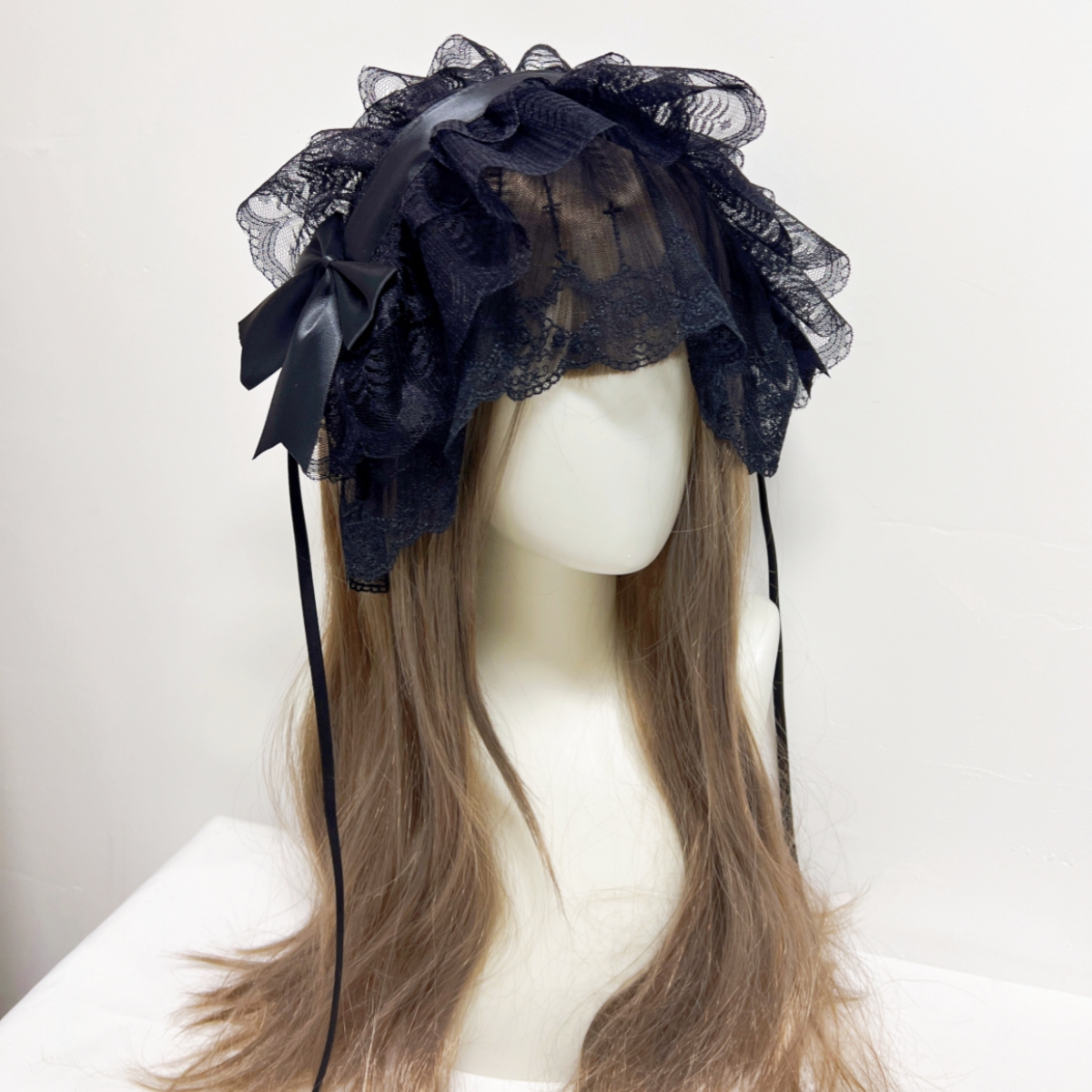 Serre-tête Voile Gothique Lolita, Accessoire Cheveux Femme, Nœud Élégant Vintage, Mode Quotidienne Lolita, Coiffe de Soubrette Cosplay
