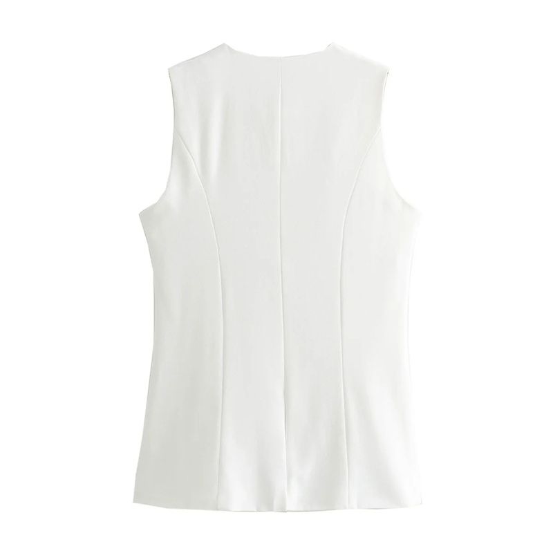 MUJER 2025 blanc gilet sans manches femmes bouton gilets d'été pour femmes veste rose gilet haut femmes Streetwear femmes gilet sur mesure