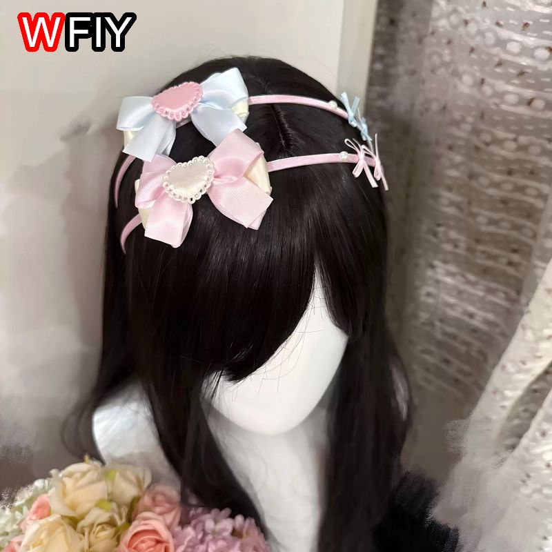 Bandeau pour cheveux femme, mignon, avec nœud et motif de lapin, style Lolita doux, accessoire capillaire quotidien pour les filles, idéal pour les séances photo, accessoire capillaire fait main et charmant.
