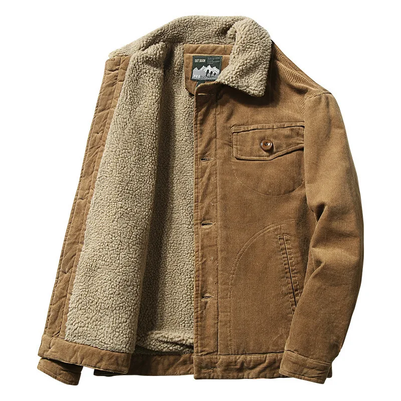 Parka en velours côtelé pour hommes, veste en coton monochrome, mode coréenne, haute qualité, chaud, décontracté, outillage, document, hiver