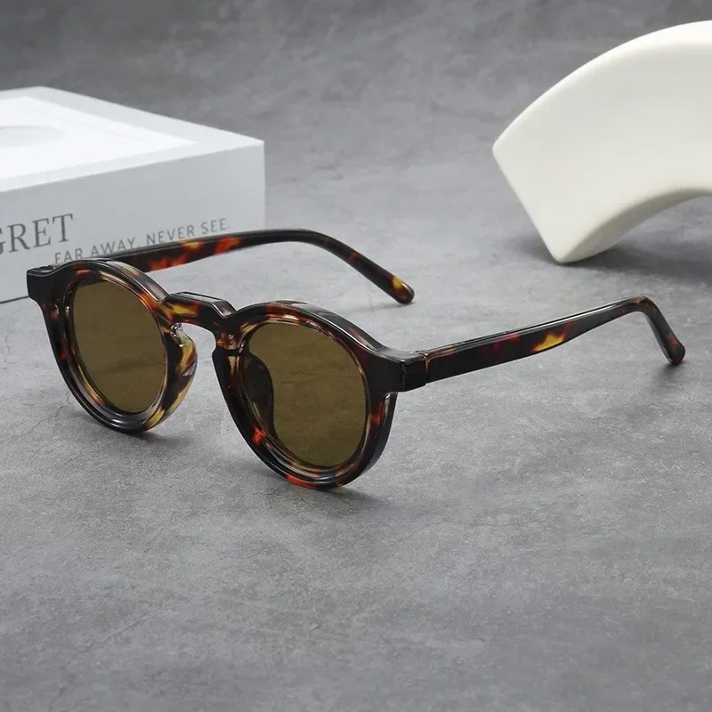 Lunettes de soleil rondes de haute qualité pour femmes et hommes, style punk, rétro, tendance, verres transparents, monture UV400, lunettes pour femmes