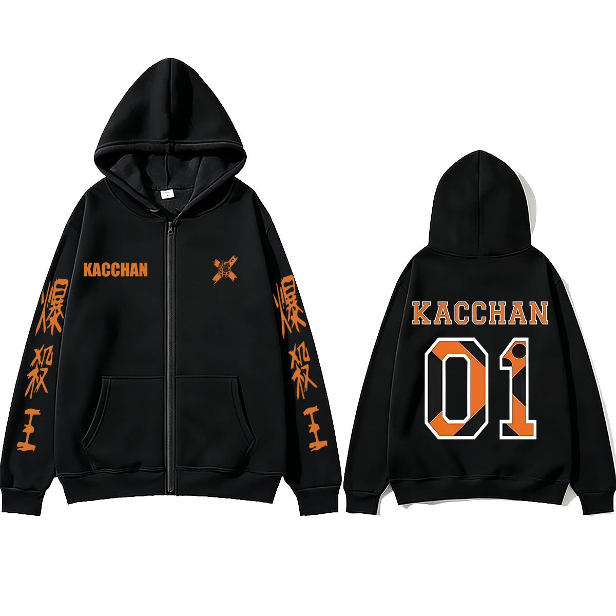 Sweat à capuche zippé Anime My Hero Academia Bakugou Katsuki pour hommes et femmes, sweat à capuche zippé de cosplay de dessin animé, veste décontractée rétro surdimensionnée pour homme