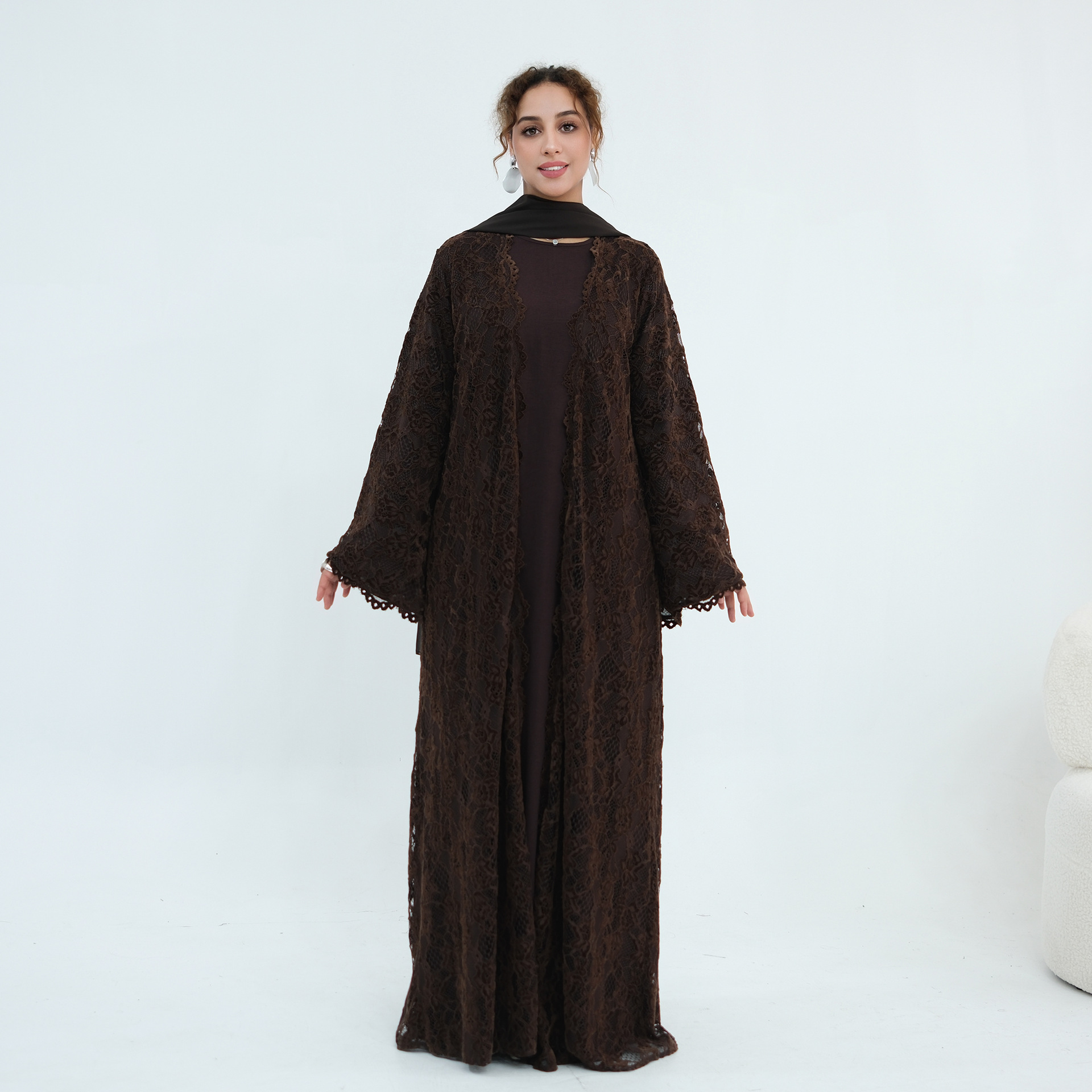 Robe Abaya en dentelle pour femme, Cardigan musulman, Robe de fête ouverte, Abayas du Ramadan, Kaftan de Dubaï, Islam, Maroc, Vestidos, Jalabiya