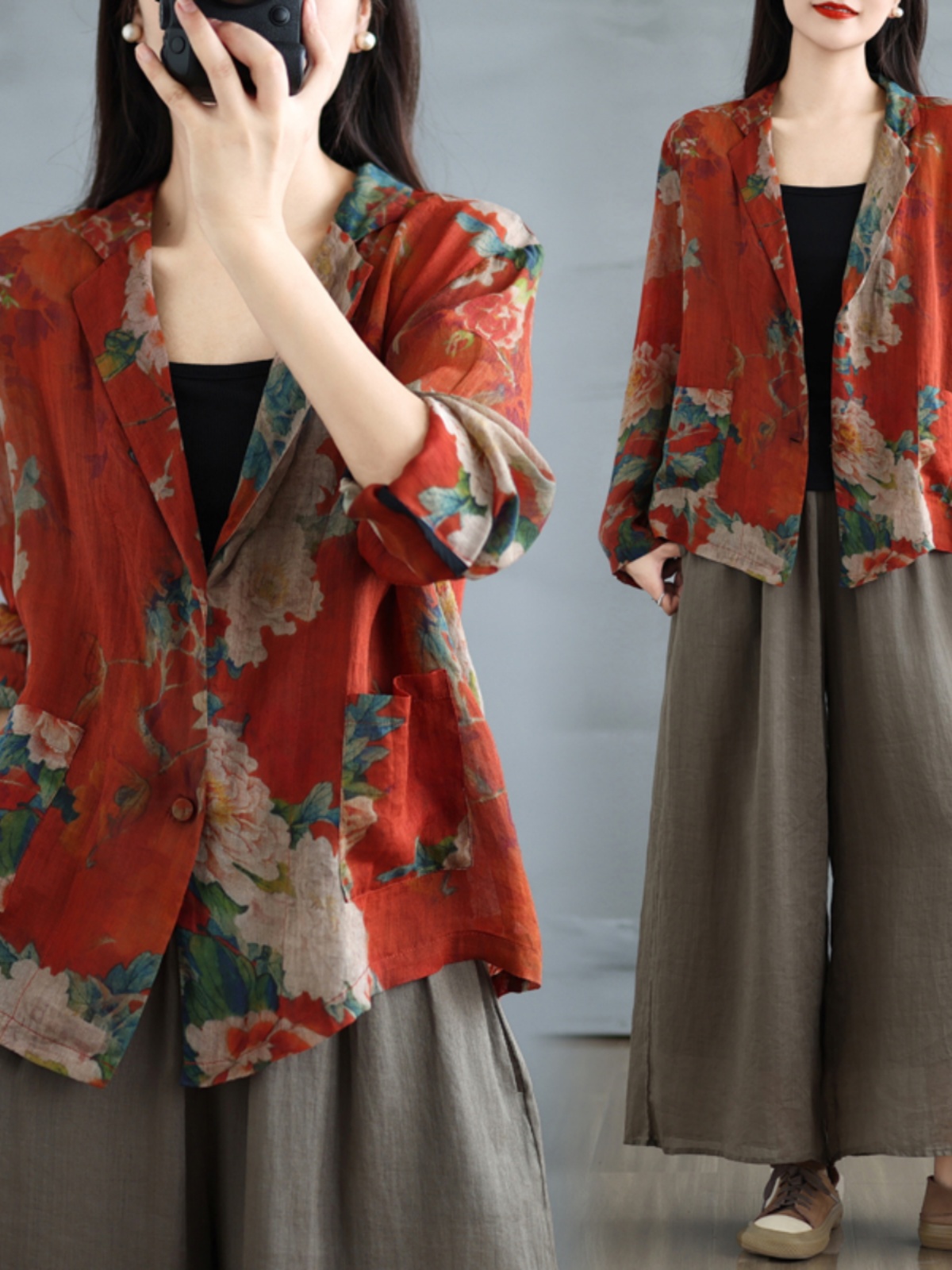 Manteau de costumes en coton et lin pour femmes, Style chinois, Vintage, imprimé floral, mode printemps été, bonne qualité, veste de protection solaire élégante