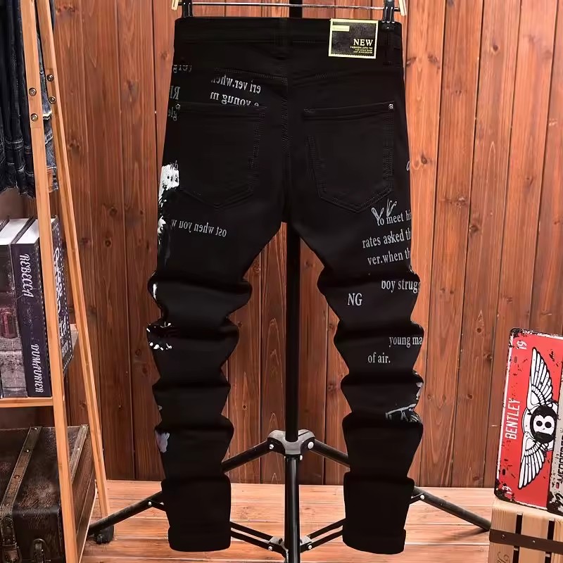 2025 nouveaux hommes impression jeans coupe ajustée jeans hommes mode classique Denim Skinny Jeans hommes décontracté haute qualité pantalon