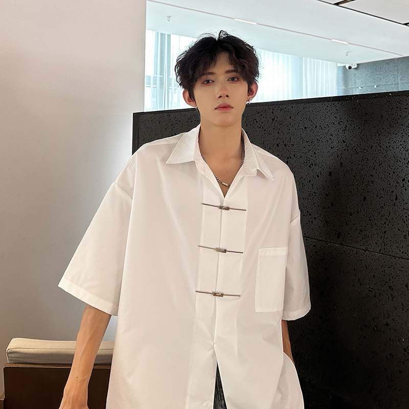 Chemise Chic à Manches Courtes pour Homme, Vêtement à Revers, Style Coréen, Mode, Été, Streetwear, Décontracté