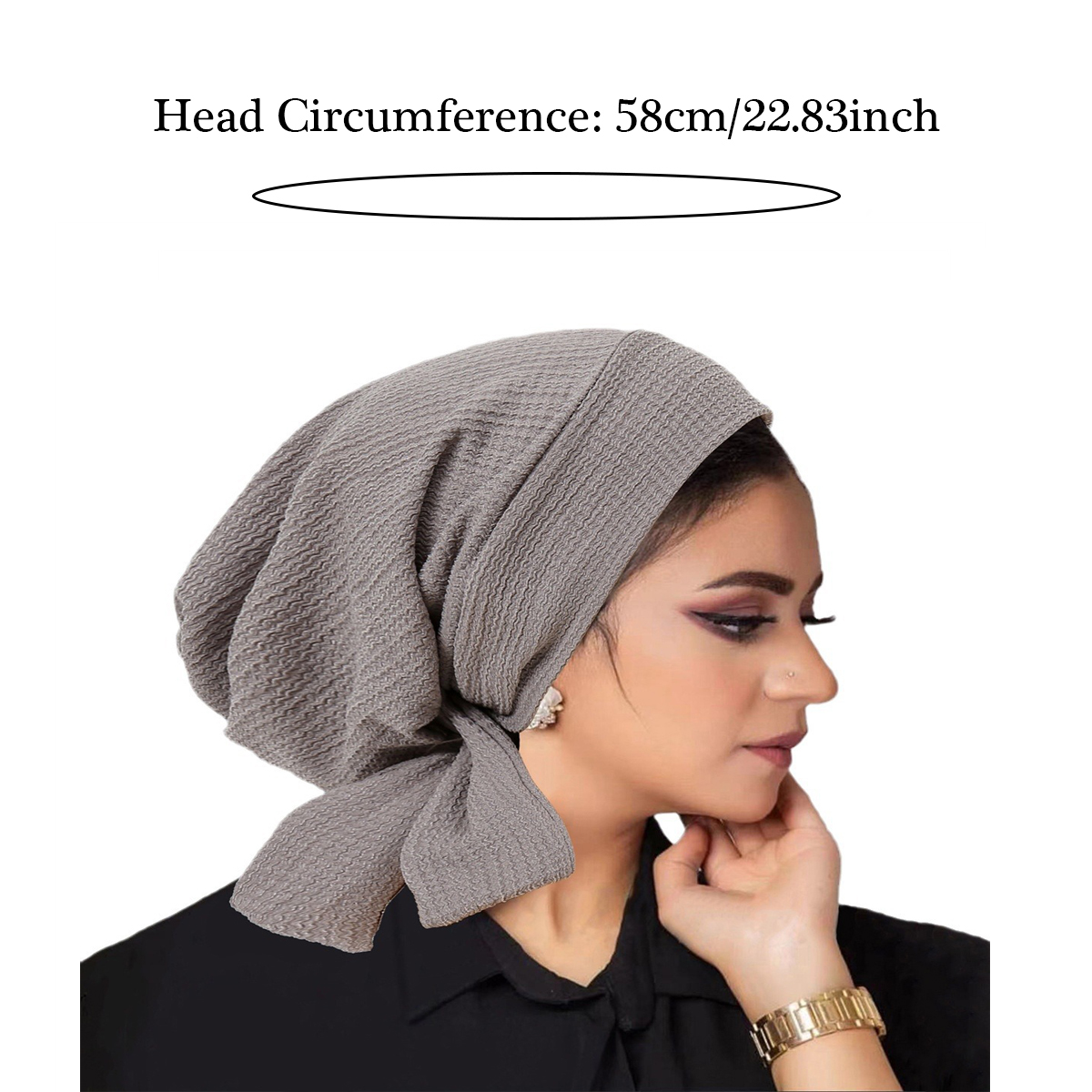 Turban Hijab à longue sangle à queue, chapeaux musulmans de couleur unie, bandeau élastique respirant, casquette de chimio pour femmes et filles