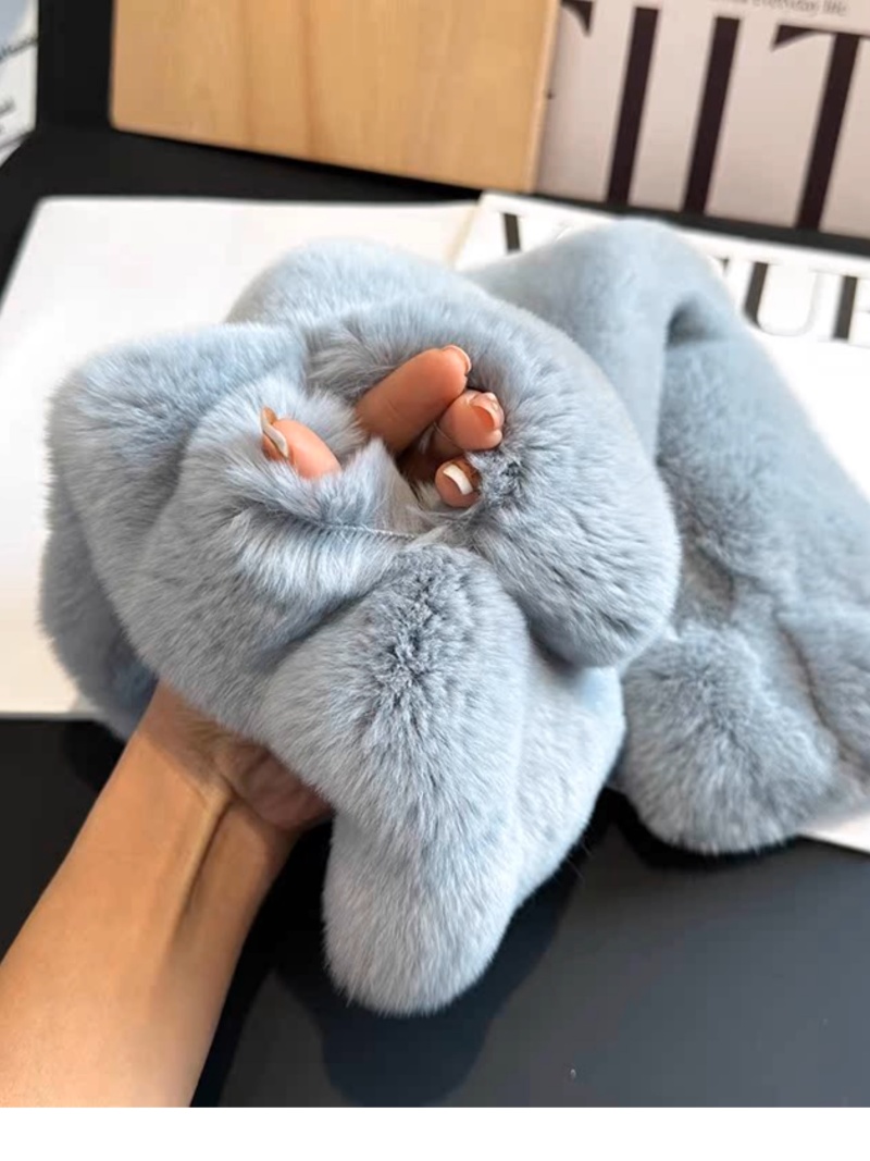 MS.MinShu-Écharpe en fourrure de lapin Rex double face pour femme et homme, cache-cou, doux, épais, hiver, 100% réel