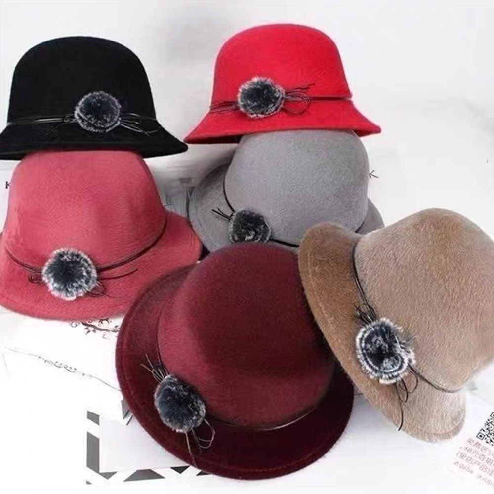 Casquette en laine vintage pour femme, chapeau melon, casquette Fedoras, nœud, Jazz, breton, élégant, dames, hiver, nouveau, 2024, E27