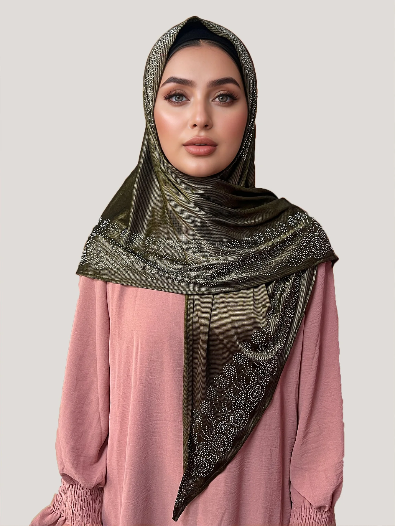 Triangulaire en diamant élastique tricoté, longue écharpe ethnique en gaze, foulard africain du moyen-orient pour femmes musulmanes, Hijab, châle enveloppant