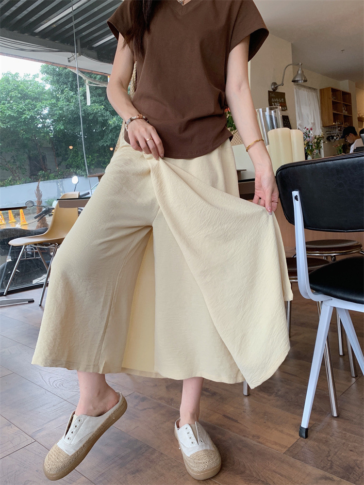 Jupe-pantalon taille haute fine anti-UV pour femme, style décontracté, dissimulant les hanches et les cuisses, longueur 7/8 ou 9/10