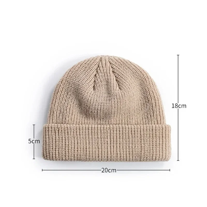 Chapeau tricoté pour hommes et femmes casquettes laine mode Simple chaud Skullies bonnets solide automne hiver bonnet Style à la mode