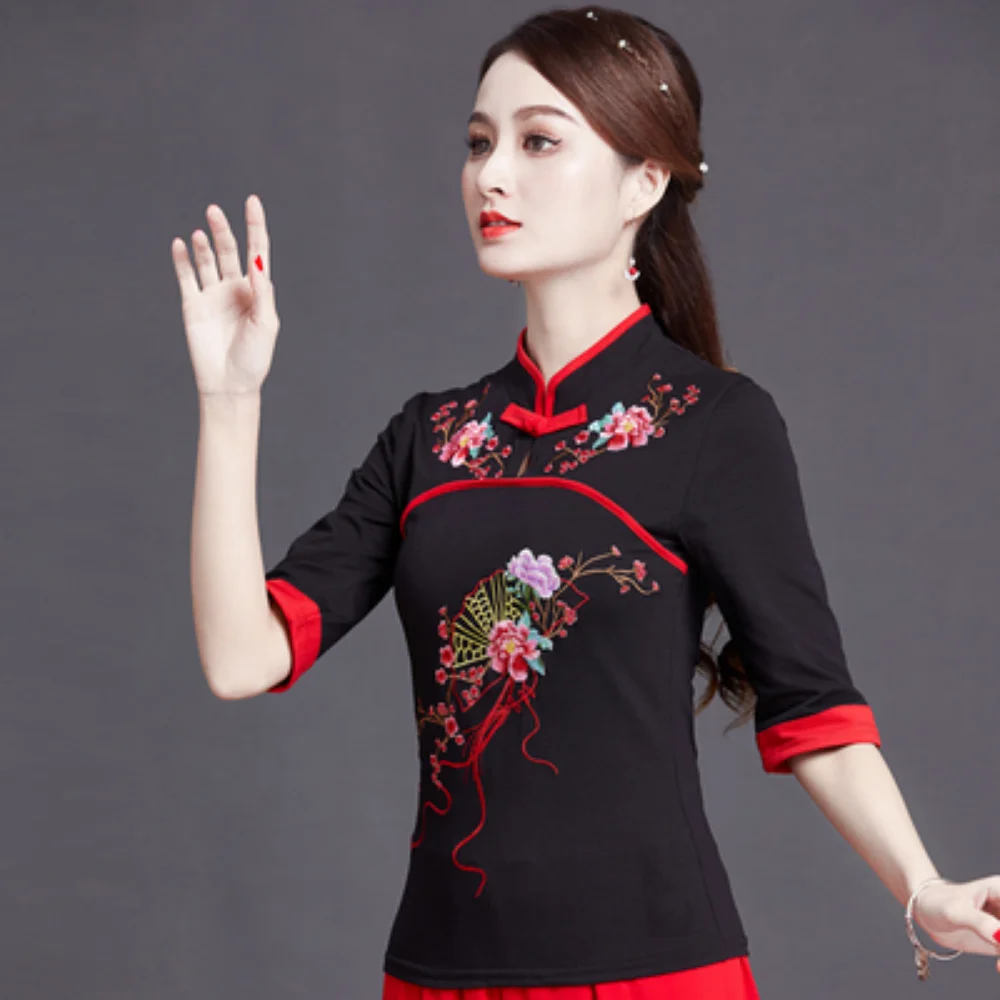 Économie brodés de style ethnique pour femmes, chemises élégantes, vêtements vintage, mode décontractée, vêtements d'été, Y2K