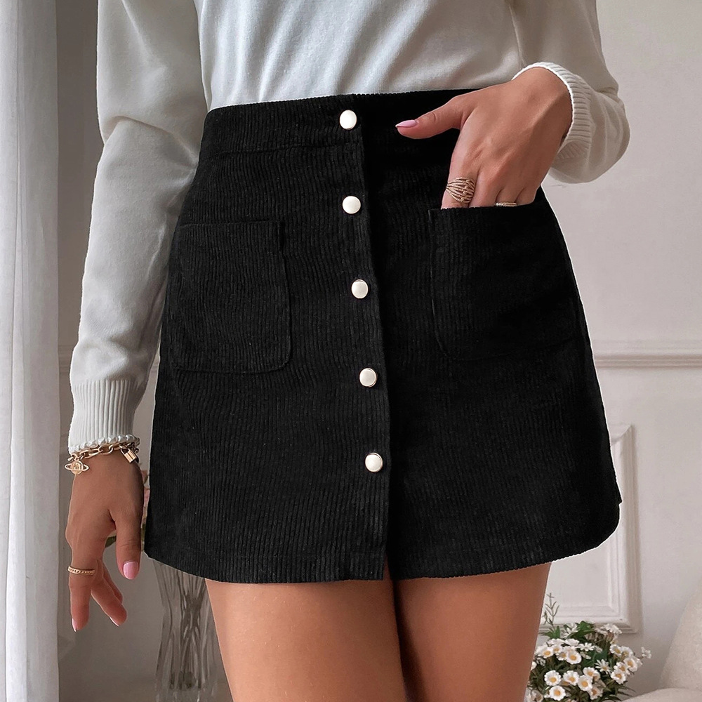 Jupe courte en velours côtelé GT Fesses pour femmes, vêtements décontractés pour femmes, robe éducative WSL5135, W15, document pur, automne, nouveau, 2023