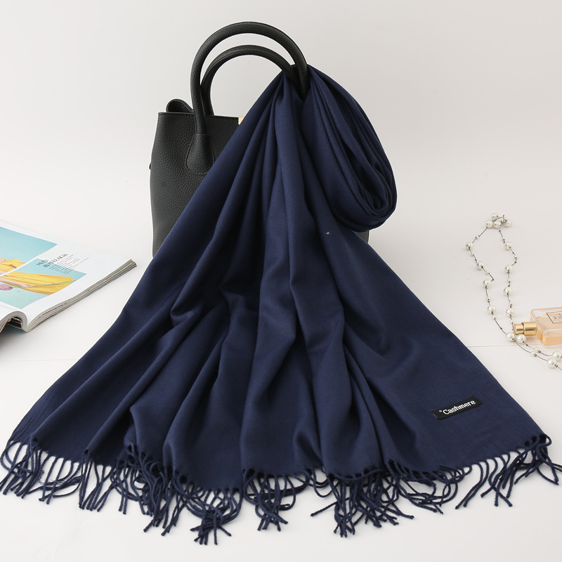 Écharpe en cachemire de couleur unie pour hommes hiver Pashmina foulard chaud marine noir gris foulards d'affaires pour hommes châles Bufandas masculins