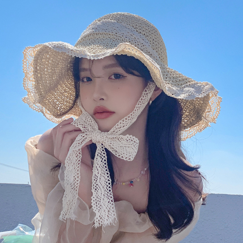 Chapeau de soleil pour femme à large bord, chapeau de plage en paille pliable pour l'été, protection UV, casquette de plage pour femme