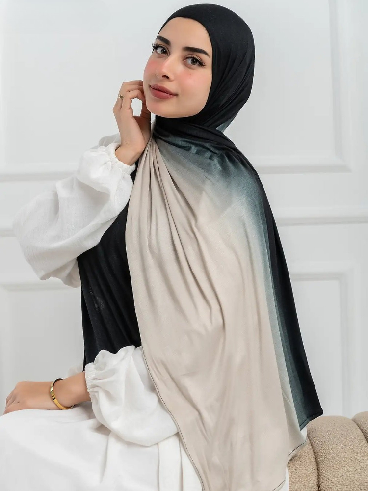 Nouveau Hijabs en Jersey dégradé Double face pour femmes, écharpe en coton pour femmes, enveloppes et châles, bandeau musulman, Turban islamique