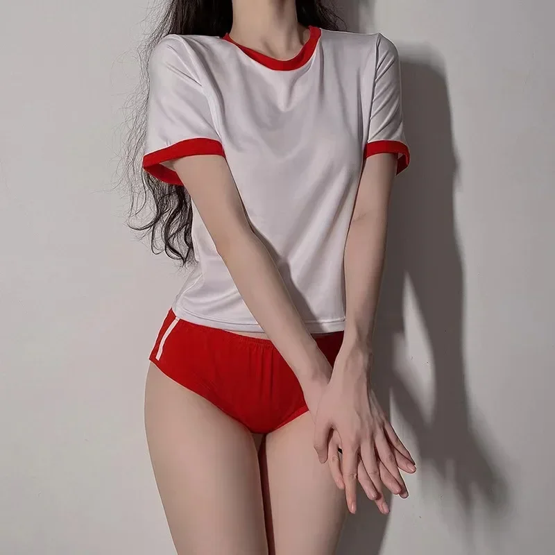 Tenue de gymnastique pour étudiants, uniforme de pom-pom girl, costume de sport scolaire, Sukumizu, cosplay, mini-jupe, chemisier moulant