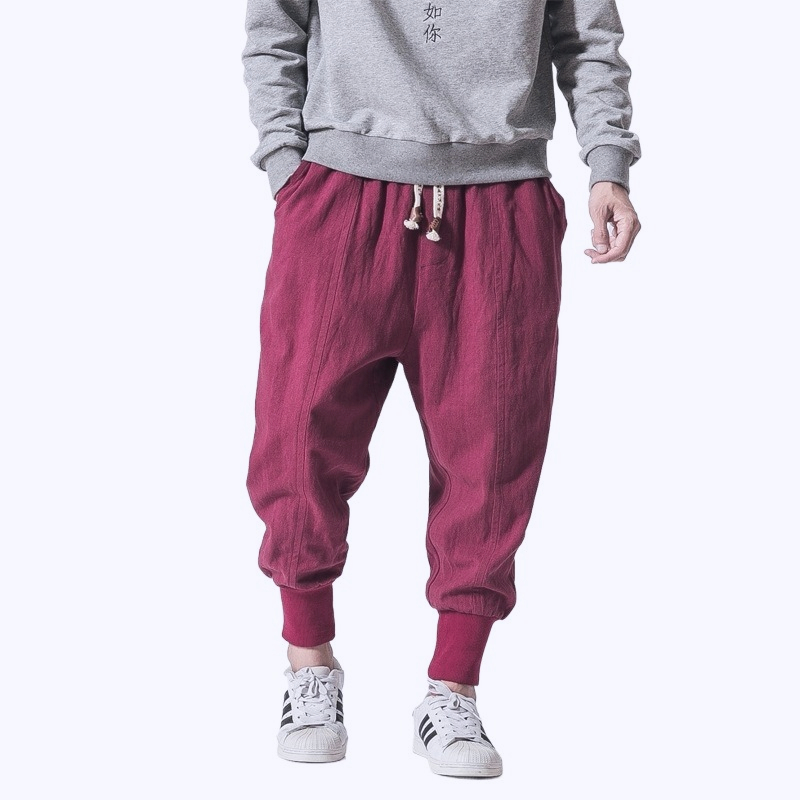 FGKKS-Pantalon Sarouel en Coton pour Homme, Vêtement Décontracté de Couleur Unie, à la Mode, Grande Taille