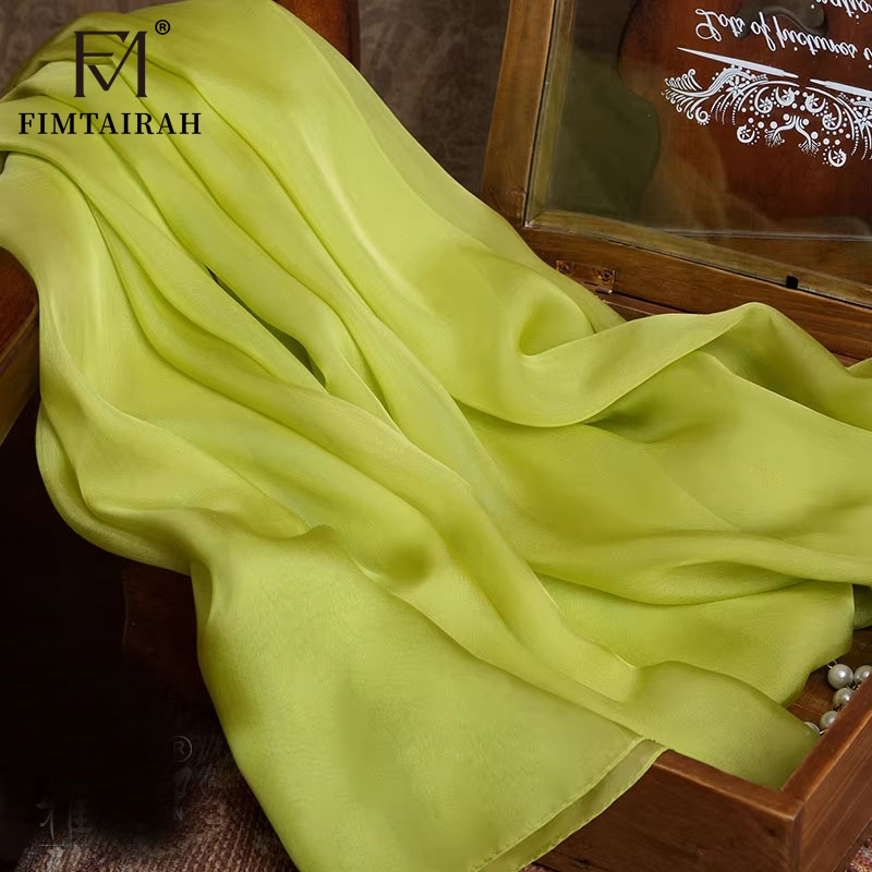 Foulards longs en soie véritable pour femmes, Hangzhou, foulards de cou en soie Pure, enveloppes carrées solides, Bandana vert, cadeau pour mère