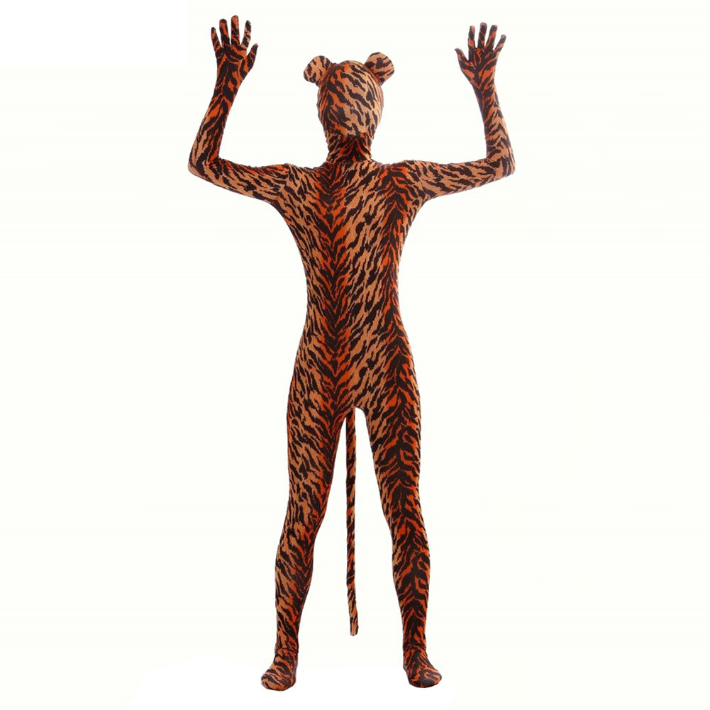 Costumes d'animaux pour adultes, Costume Zentai complet imprimé, zèbre, tigre, léopard, Costume de Cosplay en Nylon, tenue de carnaval d'halloween
