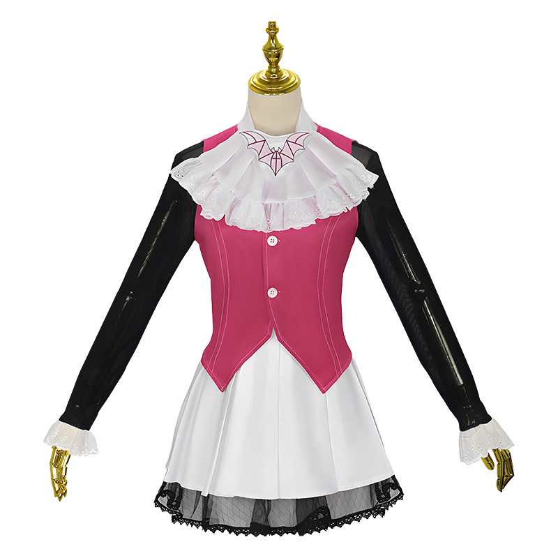 Costume de cosplay Draculaura, robe de vampire gothique Monster High, gilet rose, jupe blanche, tenue de fête d'Halloween pour femmes