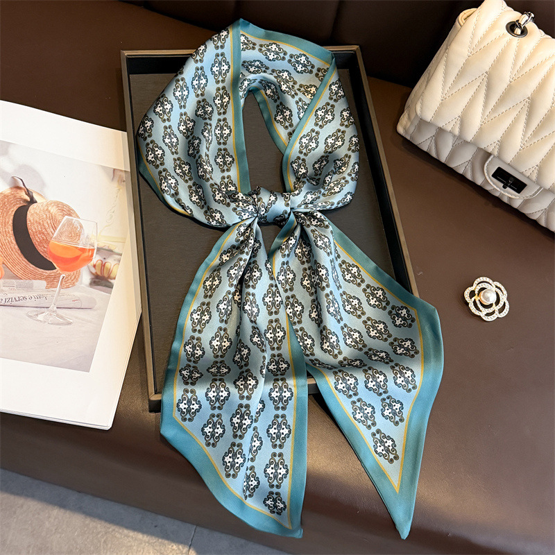 Nouvelles écharpes longues, bandeaux fins pour cheveux, foulards en soie pour femmes, bandeaux de mode, foulards pour sacs, bandeaux imprimés, écharpes de cou pour femmes