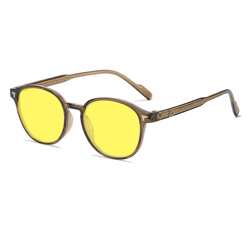 Lunettes de Vision nocturne pour hommes et femmes, monture ronde, lentille jaune, Protection des yeux, unisexe, mode, blocage de la lumière bleue