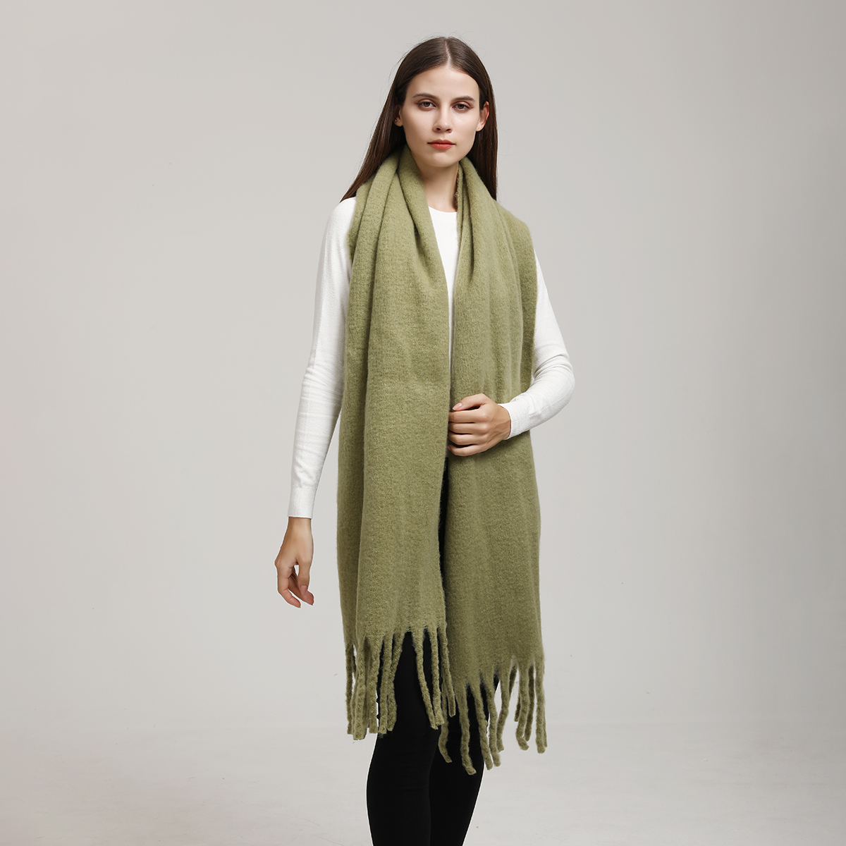 Écharpe d'hiver en cachemire pour femmes, couverture Pashmina chaude et solide, châle épais et doux avec pompon, Poncho Long 245x40cm