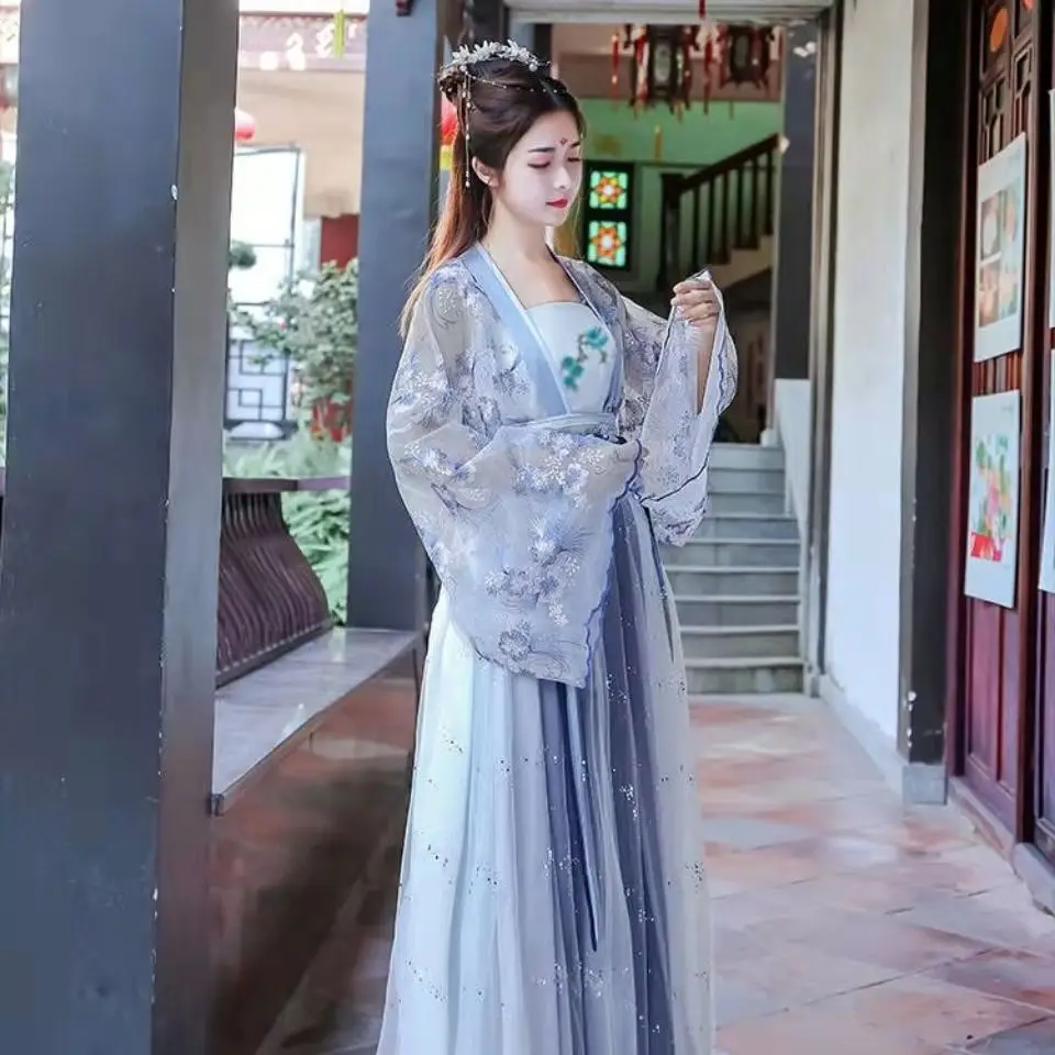 Robe Hanfu traditionnelle à fleurs pour femmes, Costume chinois ancien, belle danse Hanfu originale, Robe de princesse de la dynastie Tang, 2024