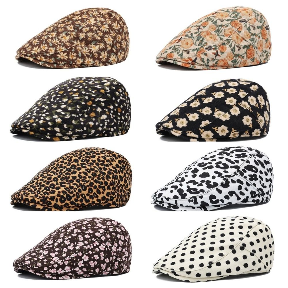 Mode rétro béret à fleurs chapeau de pêche décontracté réglable artiste peintre chapeau automne hiver en plein air casquette à visière hommes femmes