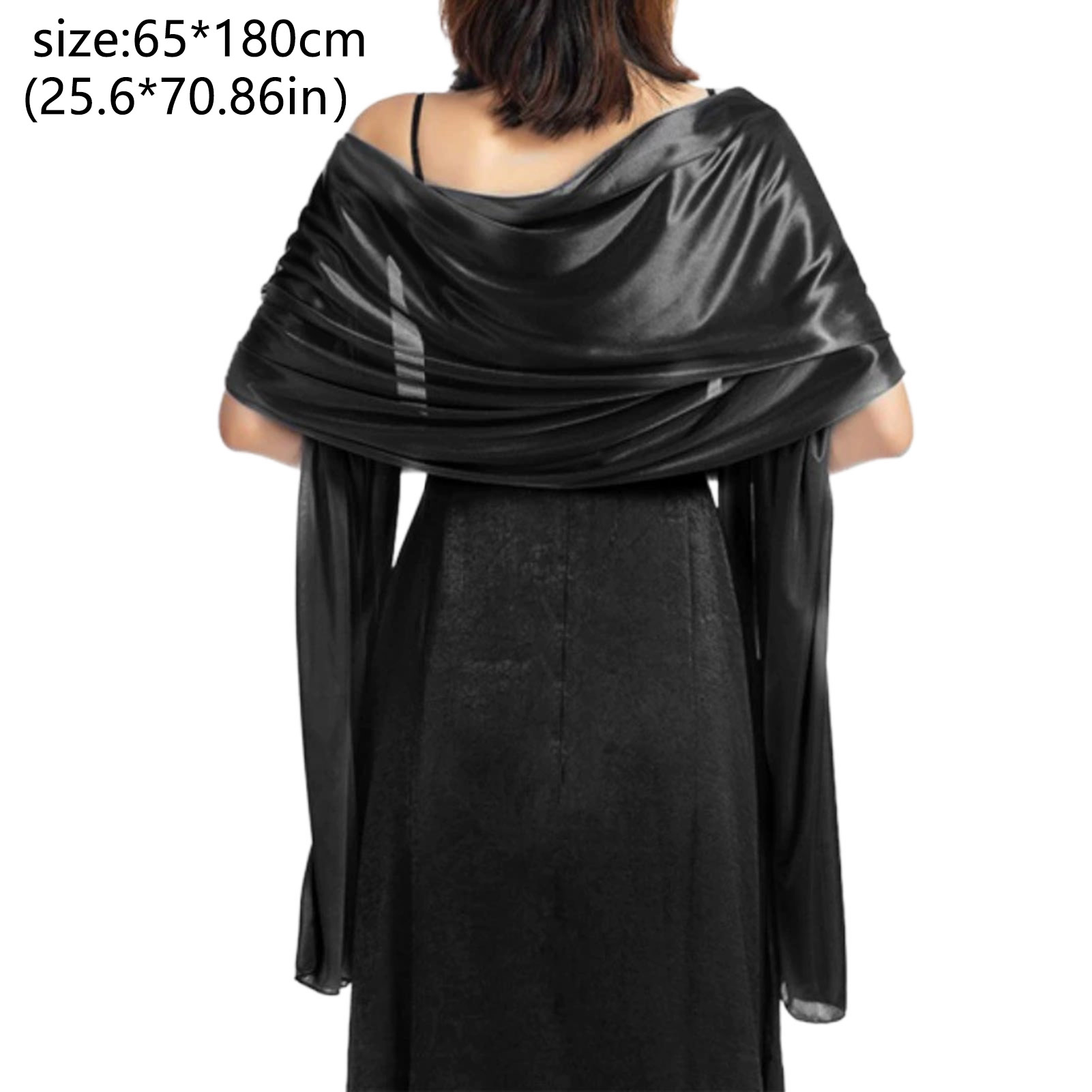 Élégant châle en satin de soie pour femme, doux, accessoire de robe de soirée ou de mariage, 65x180cm, léger, portable, luxueux, brillant, cadeau