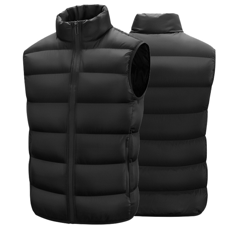 Gilet chaud sans manches pour homme, imperméable, avec fermeture éclair, col montant, décontracté, pour l'hiver et l'automne, vêtement de marque
