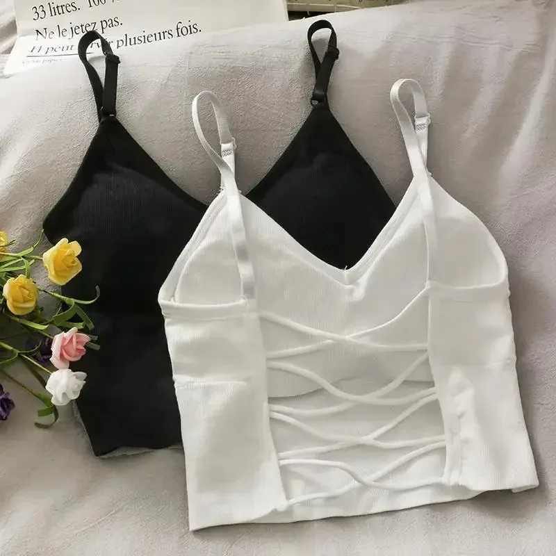 Soutien-gorge intégré pour femmes, haut court, sexy, nouveau, 2024