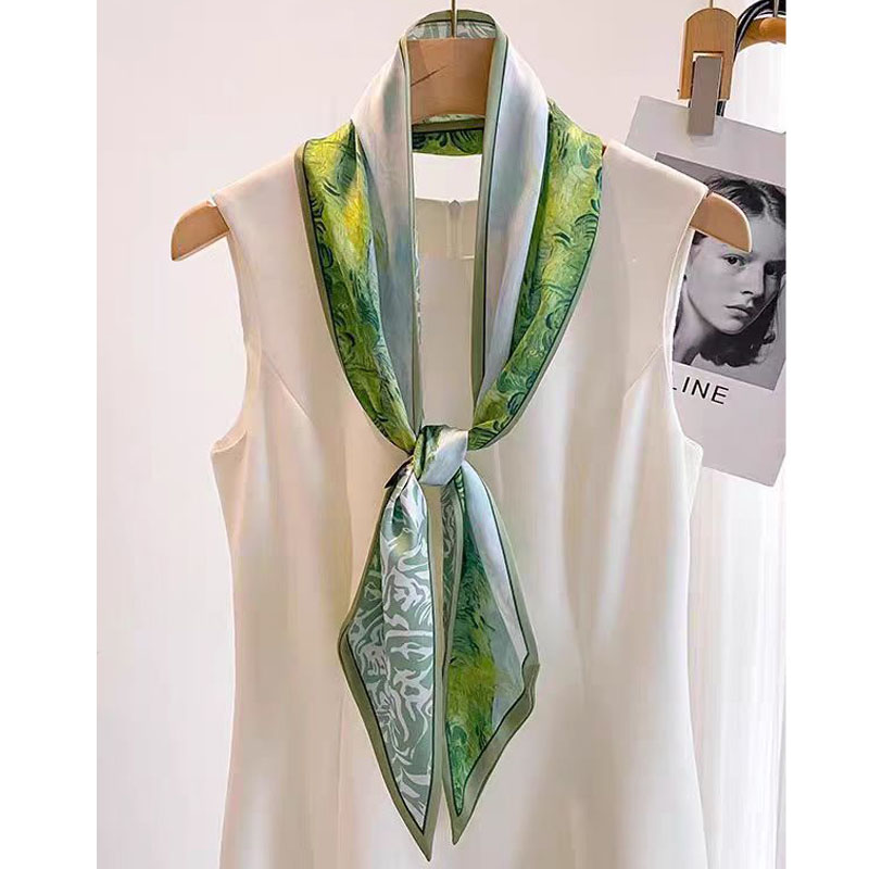 Nouveau Foulard Carré en Soie pour Femme, Bandanas Imprimés Élégants, Bandeau, Hijab de Luxe, Écharpe, Châle Élégant pour Filles