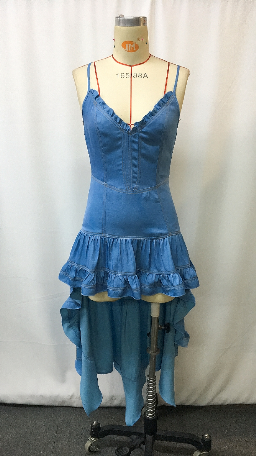Robe évasée mi-longue en jean rétro occidental pour femmes, avec jupe à volants, Style Cowboy Vintage, mode d'automne, confort extensible