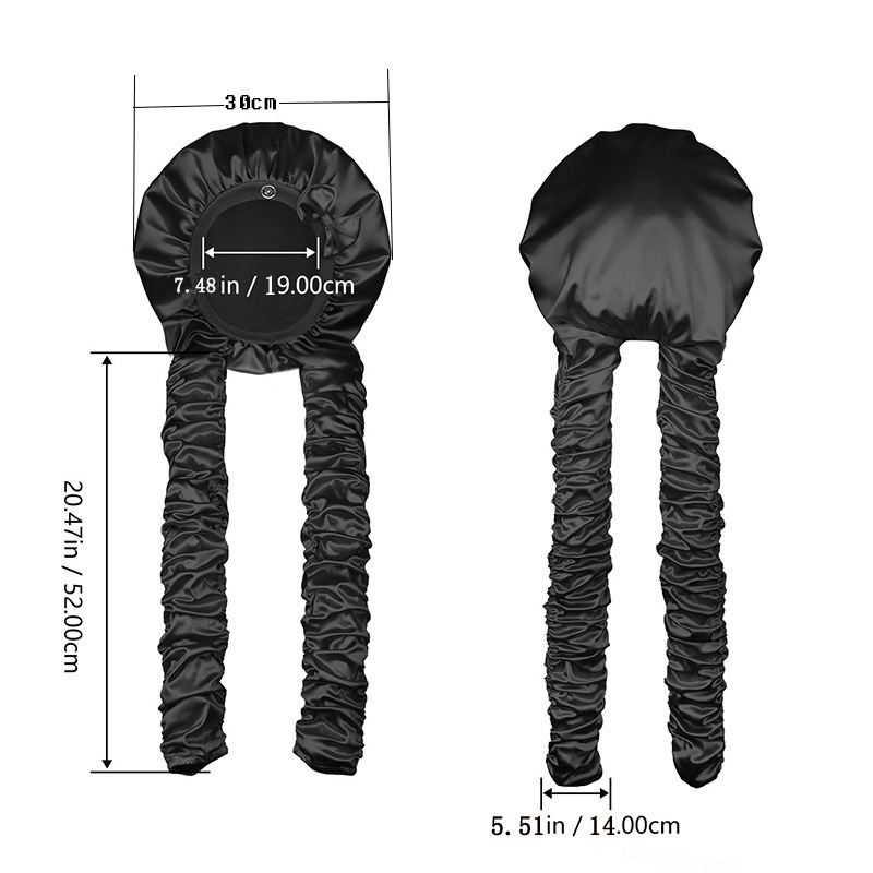 Bonnet de nuit en satin pour femmes, bonnet de sommeil pour cheveux tressés à longue queue, couvre-chef, bonnet de douche pour sauna et bain.