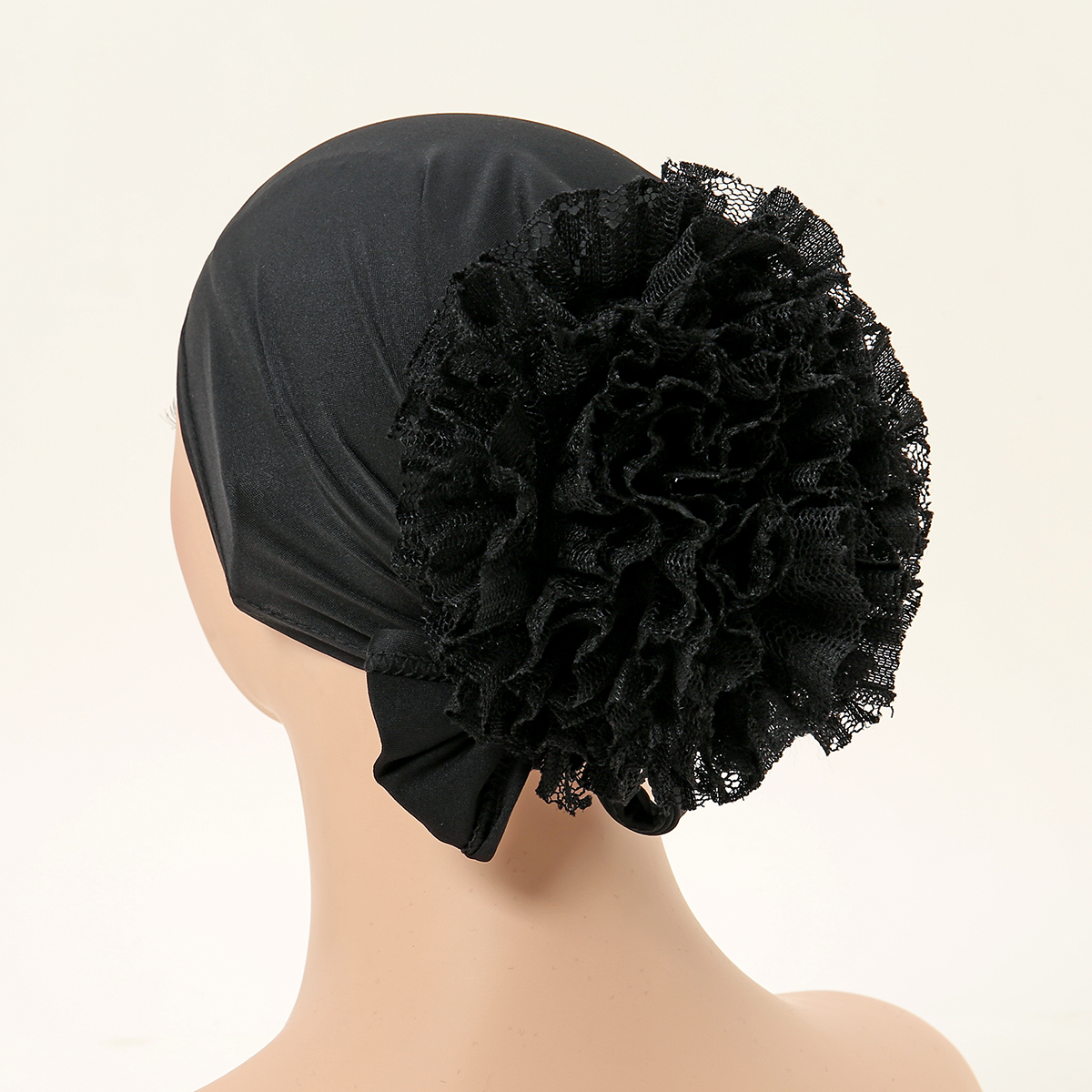 Hijabs avec dentelle et mousseline de soie pour femmes musulmanes, panhua, chapeau astronomique fin, enveloppement de la tête Islam, turban arrière, bande de sauna féminine, document solide
