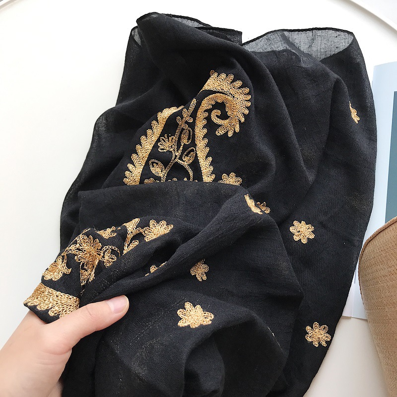 Automne hiver mode brodé cajou Floral Viscose châle écharpe de femmes indiennes chaud Pashmina Hijab et enveloppes musulman Sjaal